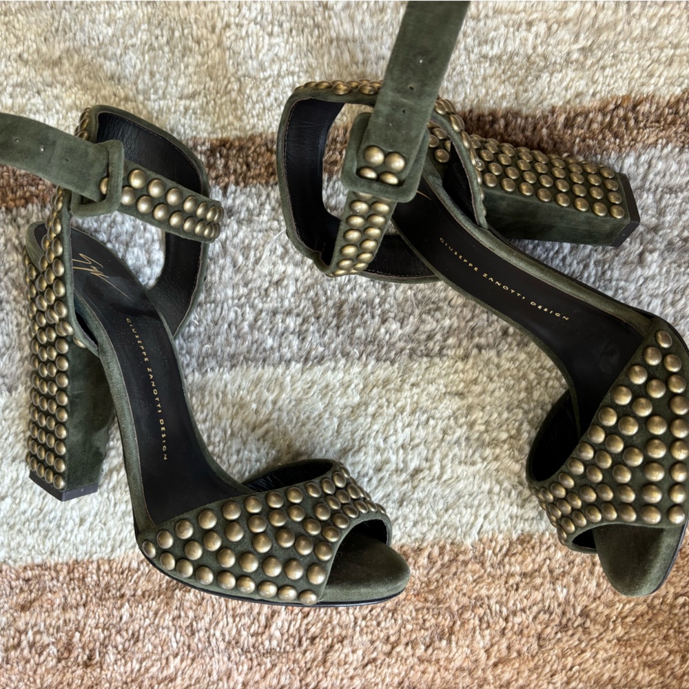 Giuseppe Zanotti Olive Studded Heels